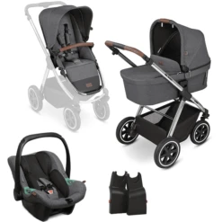 ABC Design Samba Asphalt Kinderwagen Diamond Edition Met Tulip Kinderdraagzak En Adapter