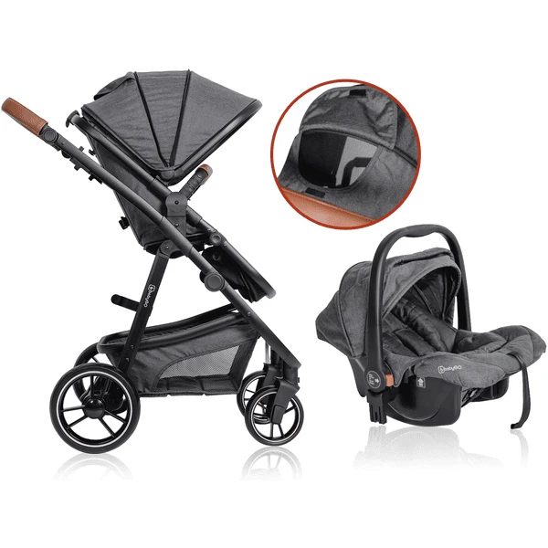 BabyGO Combi Kinderwagen Simple X Air 3 In 1 Grey Melange - Afbeelding 3