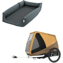 CROOZER Hondenfietskar Hond Tammo Moss Green Inclusief Hondenbed Sundown Yellow