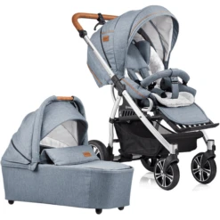 GESSLEIN Combi Kinderwagen F4 Air+, Ijsblauw Gevlekt / Ster