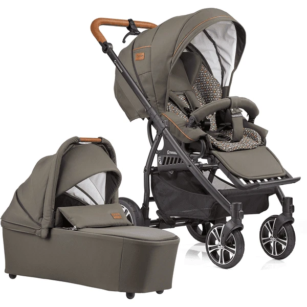 GESSLEIN Combi Kinderwagen F4 Air+, Olijf / Gebloemd