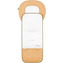 Odenwälder Kinderwagenmatje Babycool White Leaves Mosterd