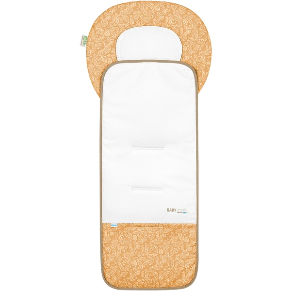 OdenwƤlder Kinderwagenmatje Babycool White Leaves Mosterd - Afbeelding 4
